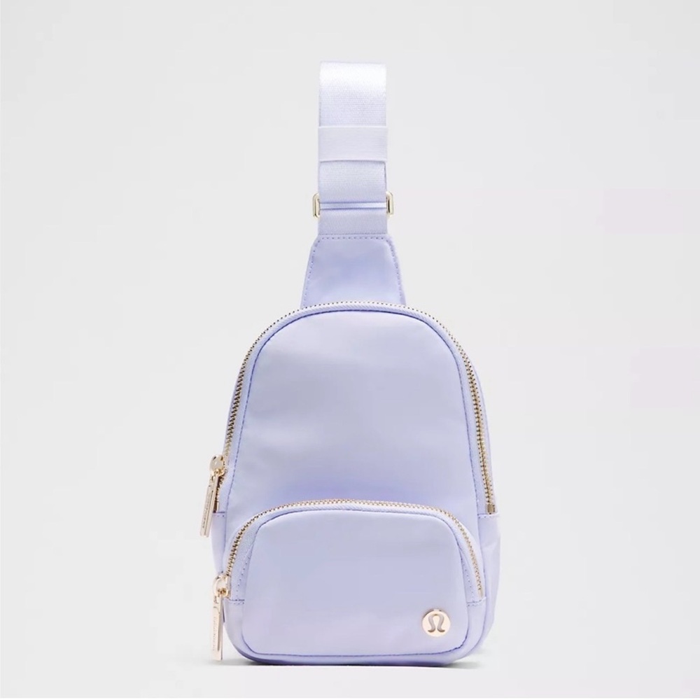 NWT Lululemon Everywhere Sling Bag Small Serene Blue Gold Hardware 2L